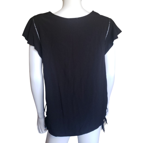 Time and Tru Black Top with White Embroidery Women's Size XL - Picture 6 of 14
